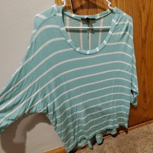 Blue and white striped slouchy tee